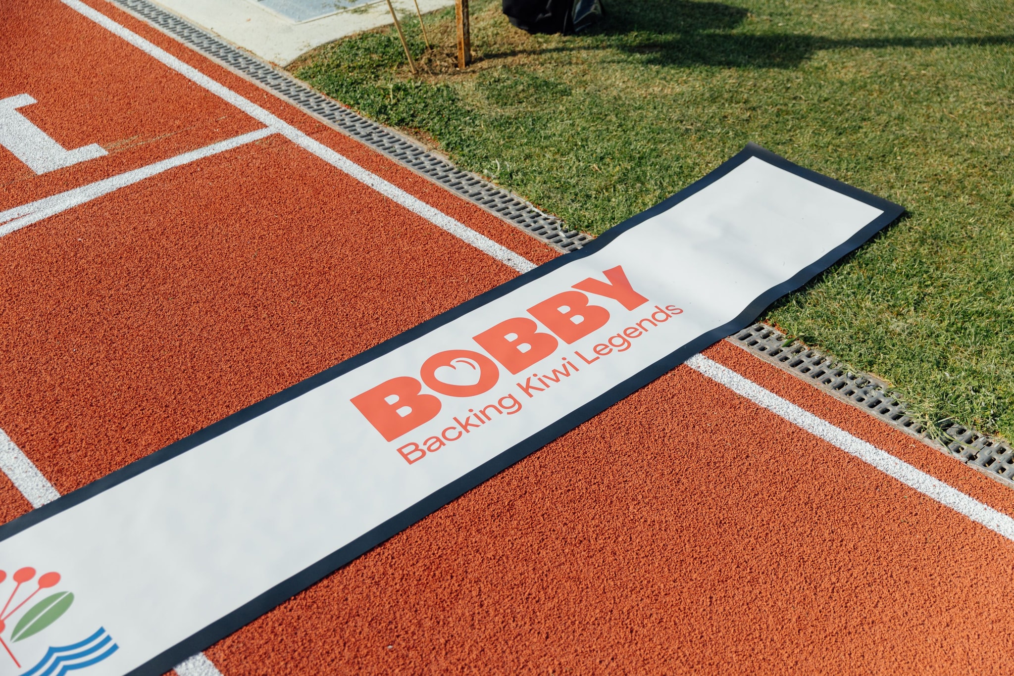 Banner across athletics track