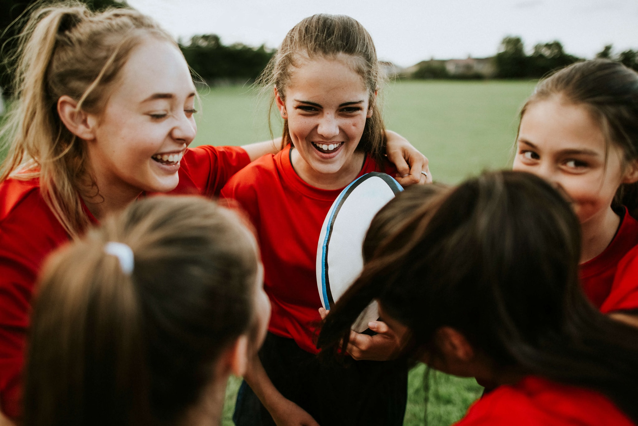 girls with a rugby ball